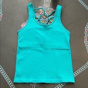 NWOT Spiritual Gangster Ribbed Yoga Tank Top, built in lining, Teal, size XS/S
